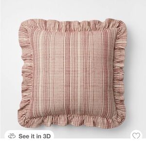 Studio McGee 24” x 24” Uneven Plaid with Ruffle Burgundy/Cream Accent Pillow